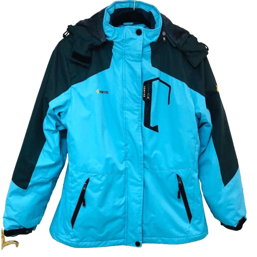 GEMYSE Blue Ski Snow Jacket Coat Women M Lined Winter Waterproof Snowboard Rain